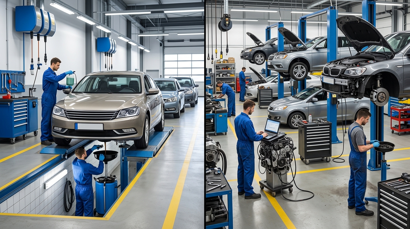 Combien de temps prend une vidange voiture : la différence entre un service rapide et un garage