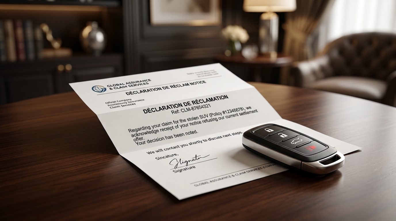 Jai refusé loffre de remboursement de mon assurance après ce vol de SUV